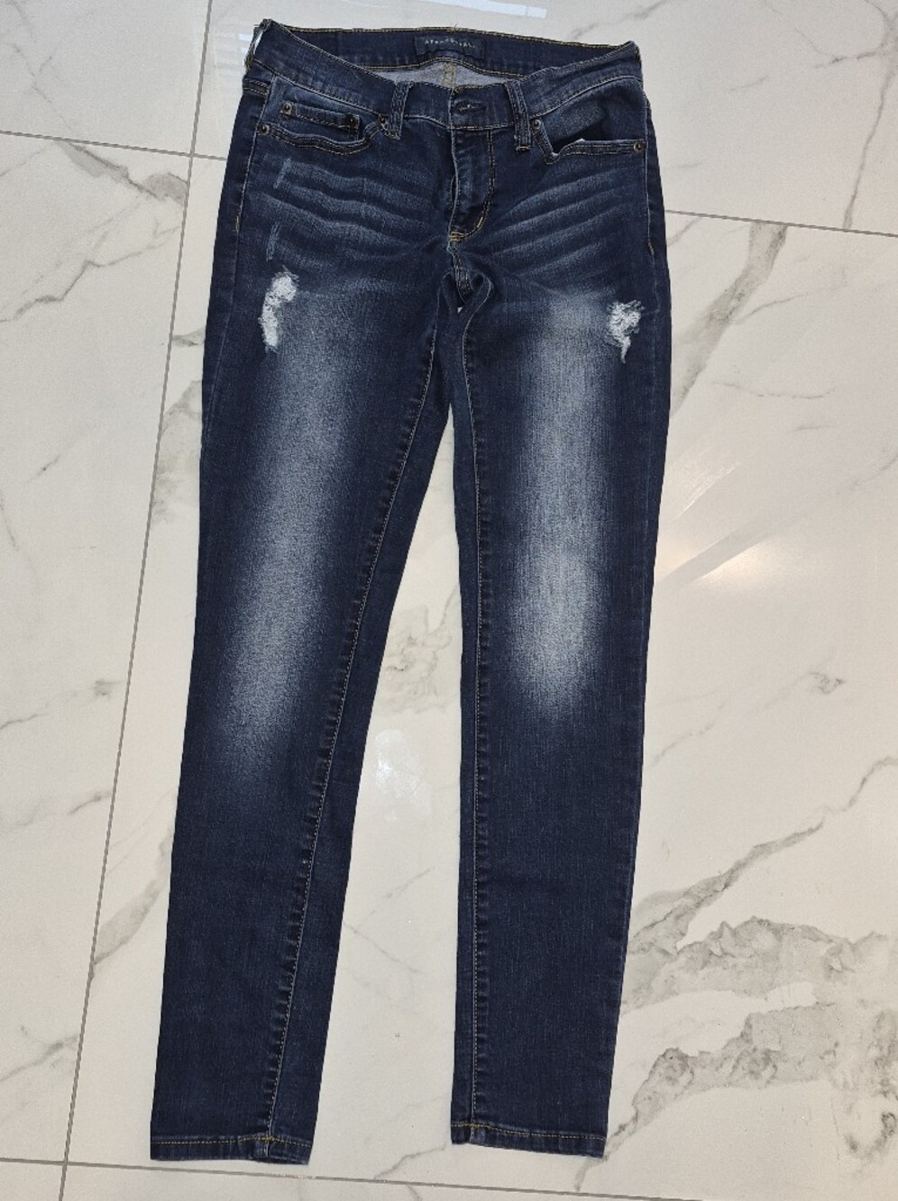 Aeropostale Dark Blue Distressed Ankle Jeans